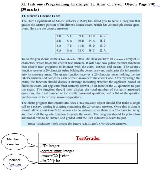 Solved 3.1 Task one (Programming Challenges 11. Array of | Chegg.com