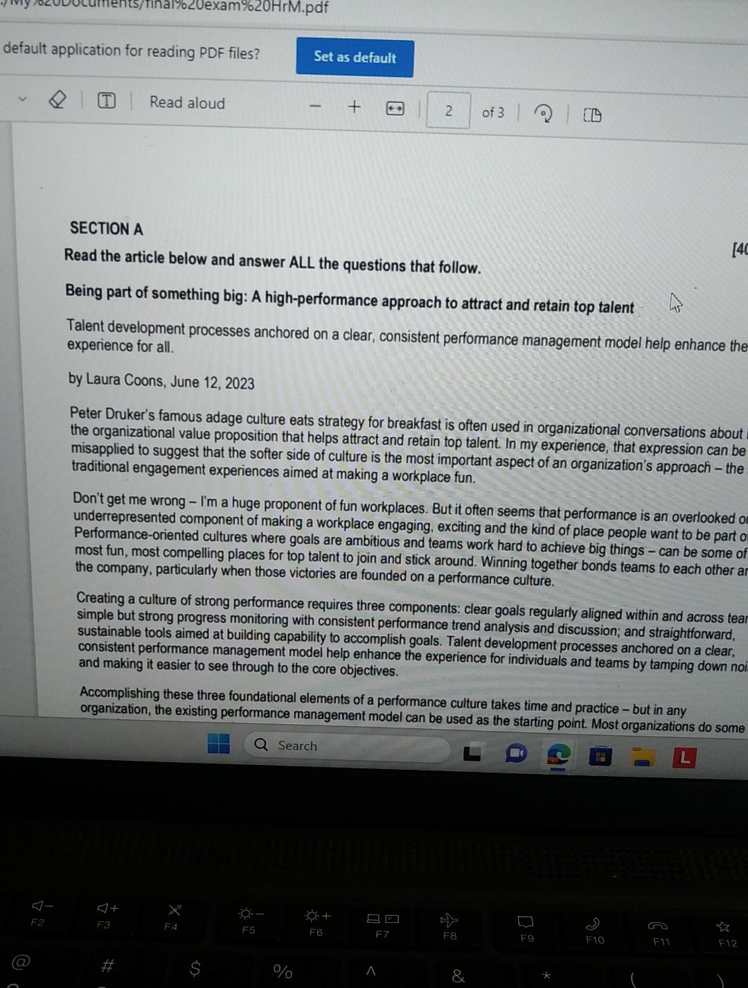 Solved F2 @ Answer ALL the questions in this section. Read | Chegg.com