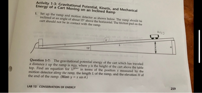 Activity 1 3 Gravitational Potential Kinetic And Chegg Com