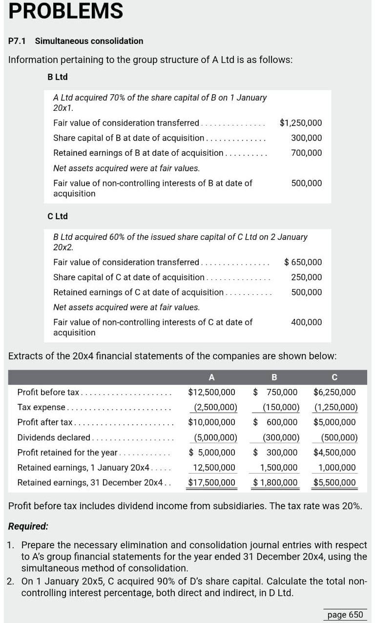 Solved P7.1 Simultaneous consolidation Information | Chegg.com