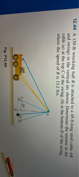 Solved 12.44 A 130-lb Wrecking Ball B Is Attached To A | Chegg.com