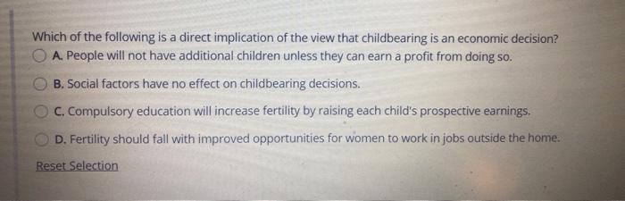 Solved Which of the following is a direct implication of the | Chegg.com