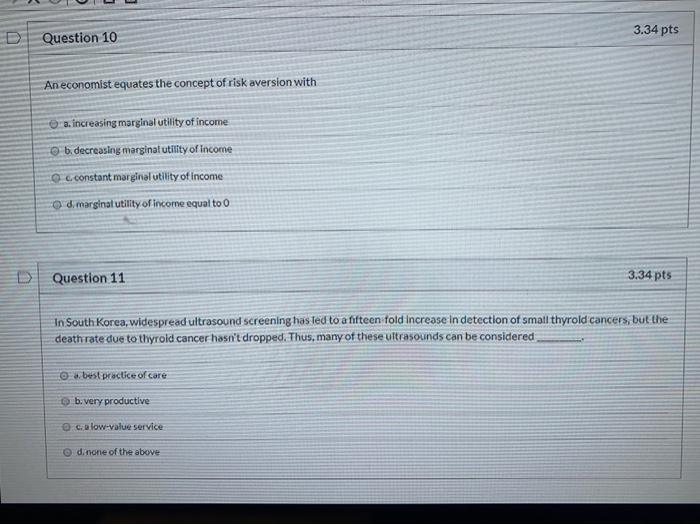 Solved 3.34 pts Question 10 An economist equates the concept | Chegg.com