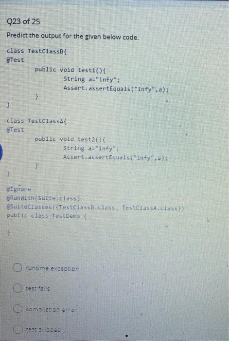 Solved Q25 of 25 Predict the output for the given below | Chegg.com