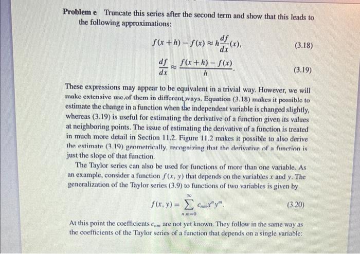 Solved Problem E Truncate This Series After The Second Term | Chegg.com