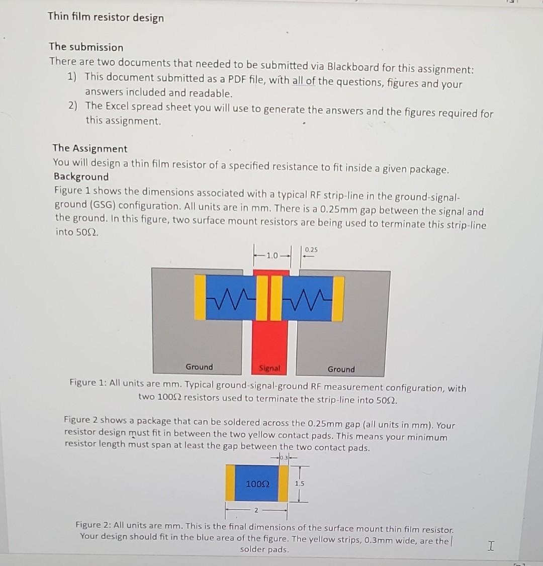 Solved Thin film resistor design The submission There are | Chegg.com
