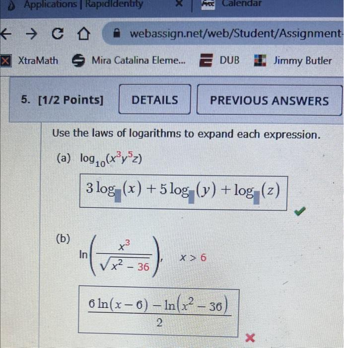 Solved Use the laws of logarithms to expand each expression. | Chegg.com