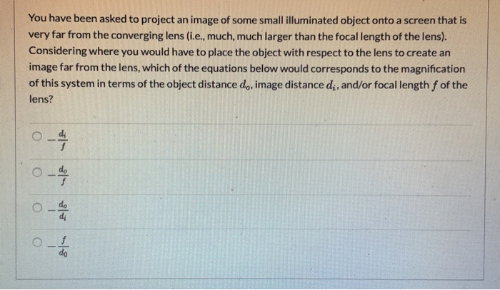 Solved You have been asked to project an image of some small | Chegg.com