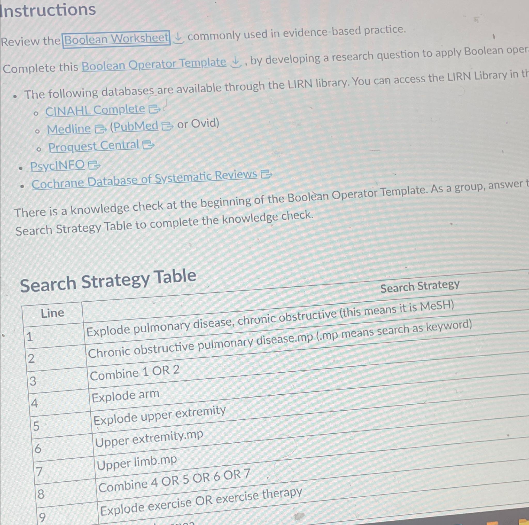 Solved InstructionsReview the Boolean Worksheet darr | Chegg.com