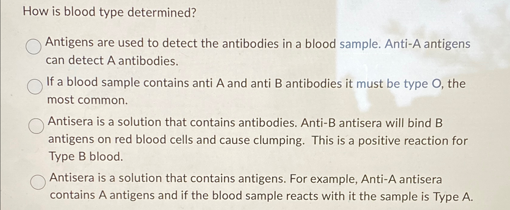 Solved How is blood type determined?Antigens are used to | Chegg.com