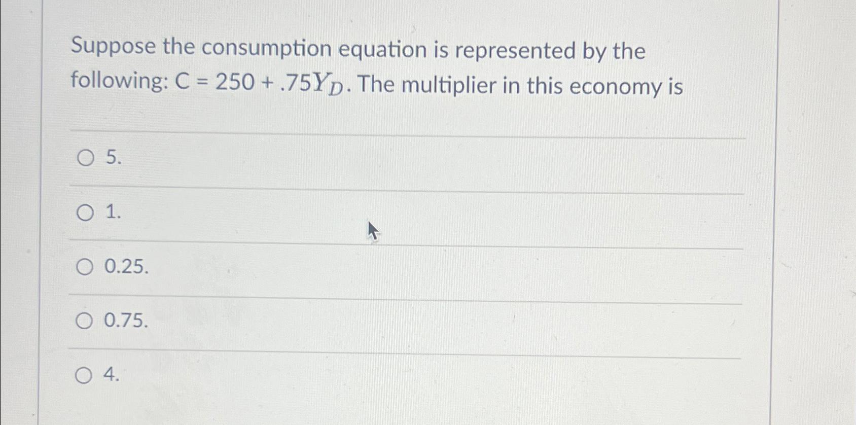 Solved Suppose The Consumption Equation Is Represented By | Chegg.com