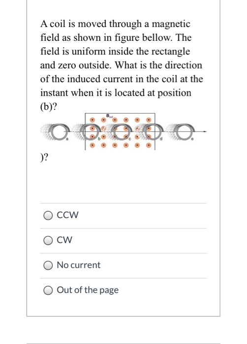 Solved A Coil Is Moved Through A Magnetic Field As Shown In | Chegg.com