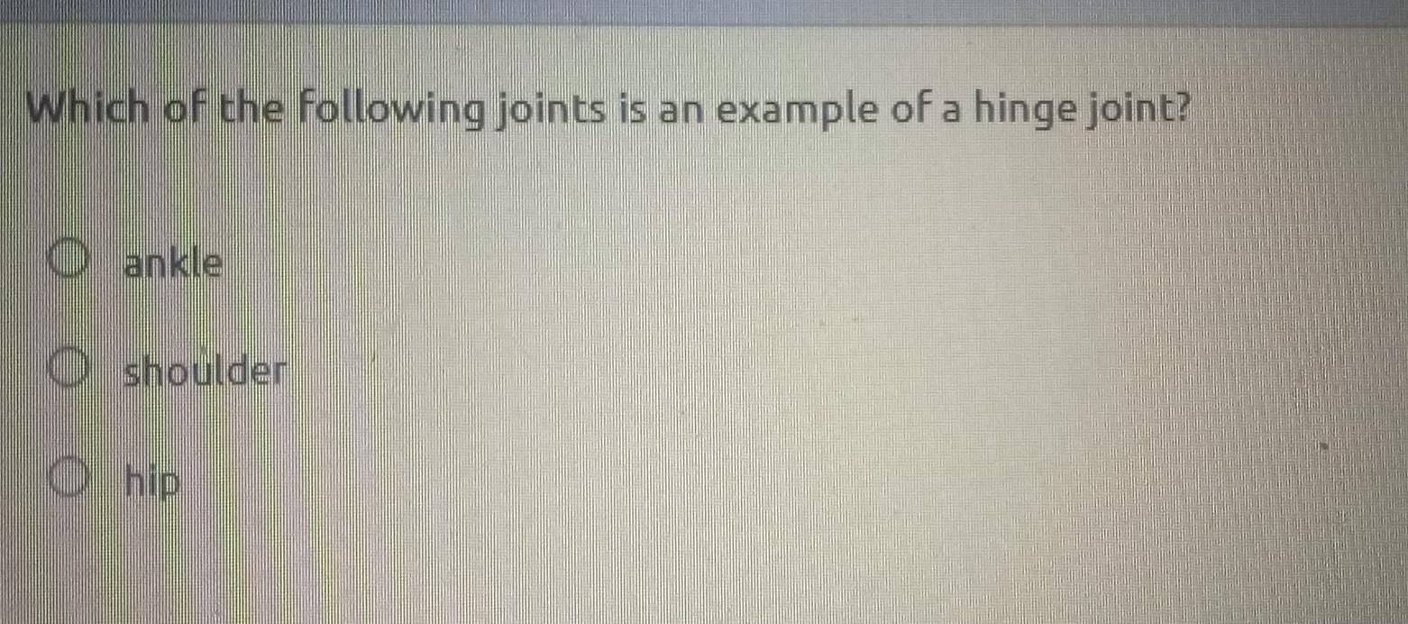 Solved Which of the following joints is an example of a | Chegg.com