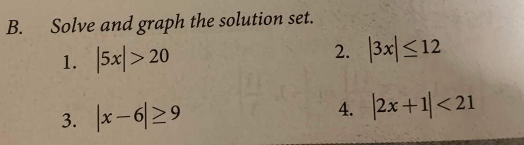 Solved B Solve And Graph The Solution Set 1 5x 20 2 Chegg Solved B Solve And Graph The Solution Set 1 5x 20 2 Chegg