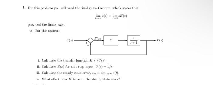 Solved 1. For this problem you will need the final value | Chegg.com
