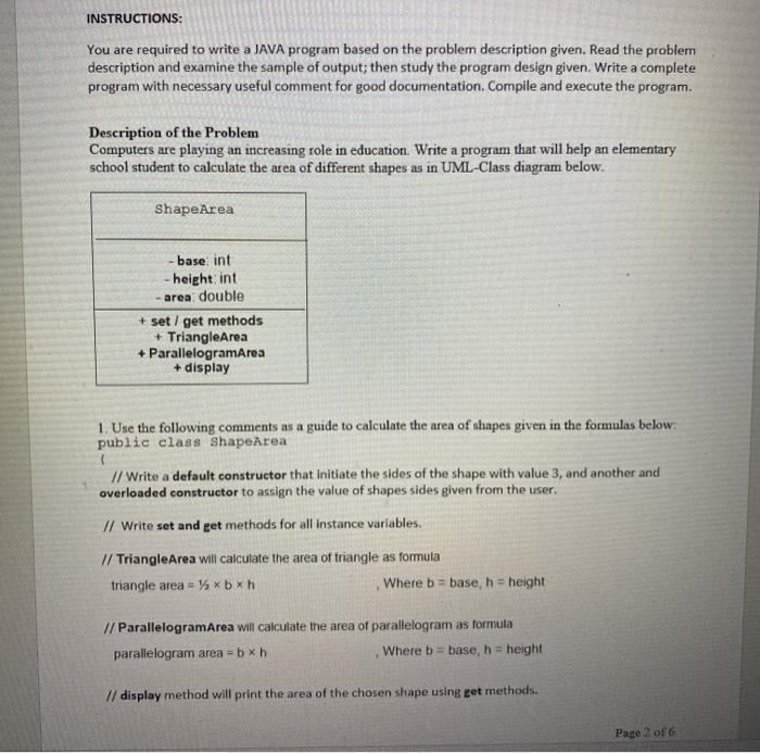 Solved INSTRUCTIONS: You are required to write a JAVA | Chegg.com