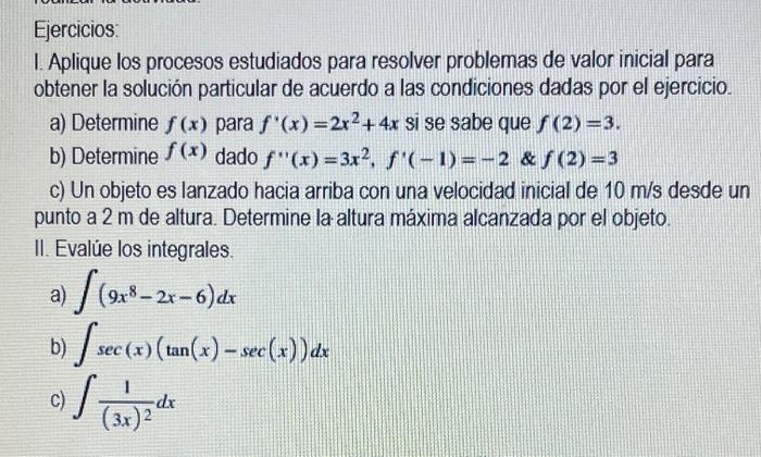 Ejercicios: 1. Aplique los procesos estudiados para resolver problemas de valor inicial para obtener la solución particular d