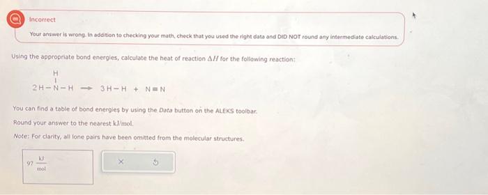 Solved Incortect Your answer is wrong, in addition to | Chegg.com