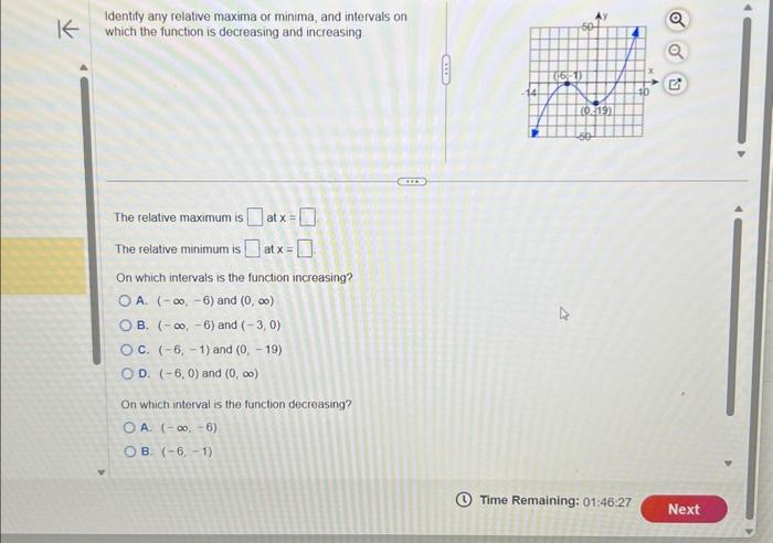 Solved Identify any relative maxima or minima, and intervals | Chegg.com