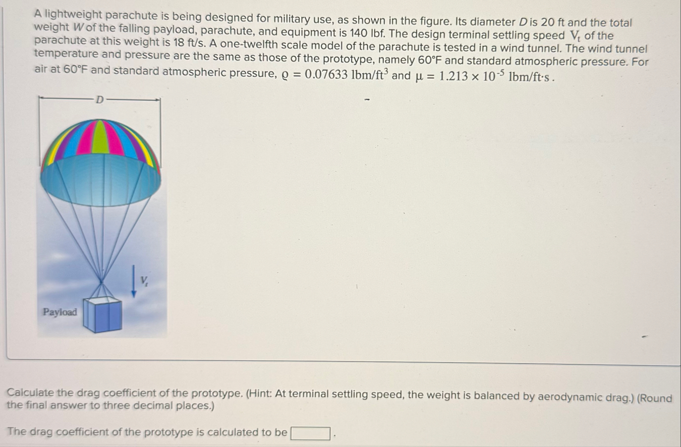Solved A lightweight parachute is being designed for | Chegg.com