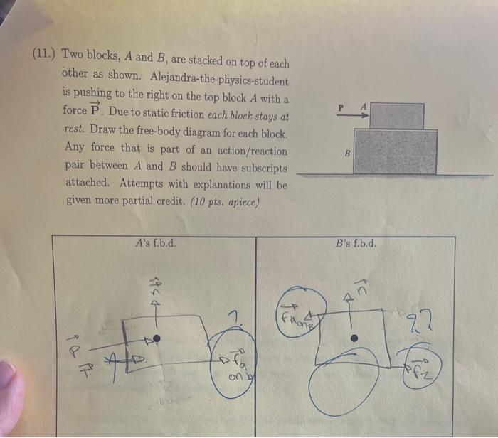 Solved 11.) Two Blocks, A And B, Are Stacked On Top Of Each | Chegg.com