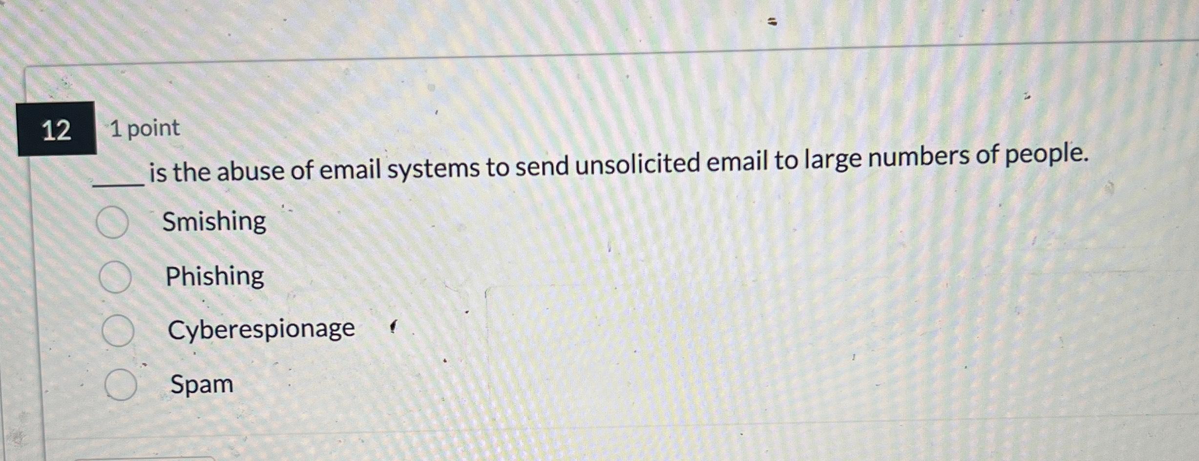 Solved 121 ﻿point is the abuse of email systems to send