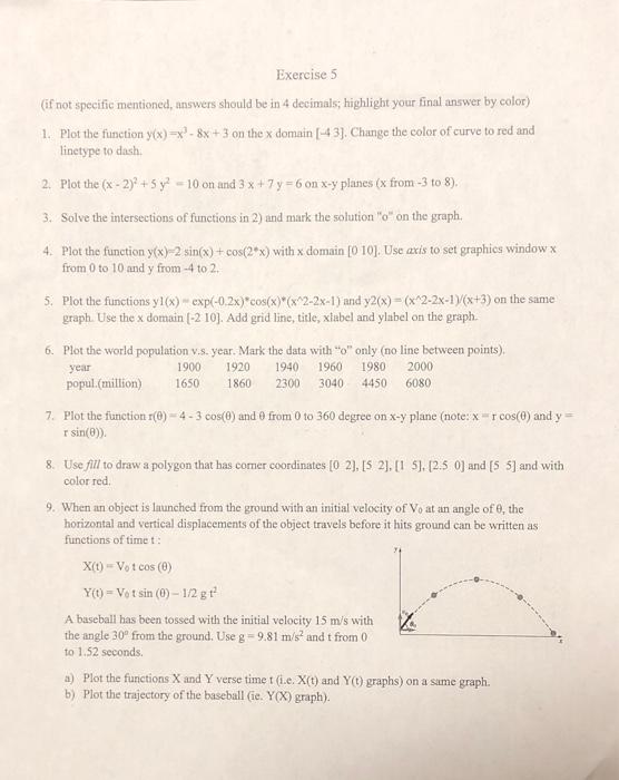 Solved Exercise 5 (if not specific mentioned, answers should | Chegg.com