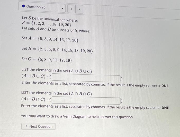 Solved Let S be the universal set, where: | Chegg.com