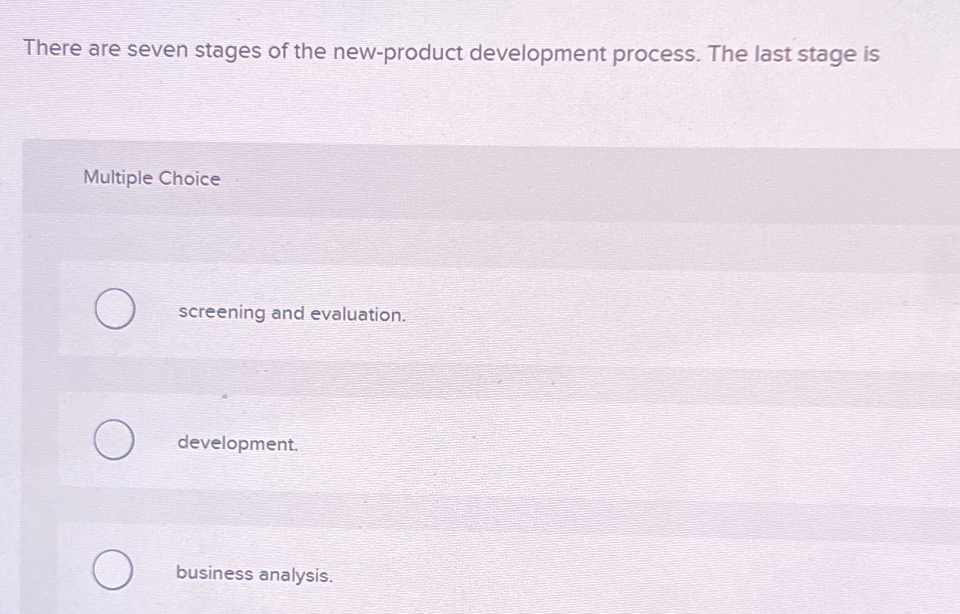 Solved There are seven stages of the new-product development | Chegg.com