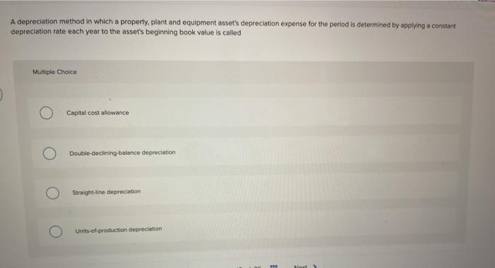 Solved A depreciation method in which a property, plant and | Chegg.com