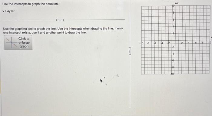 Solved Use the intercepts to graph the equation. x+4y=8 Use | Chegg.com