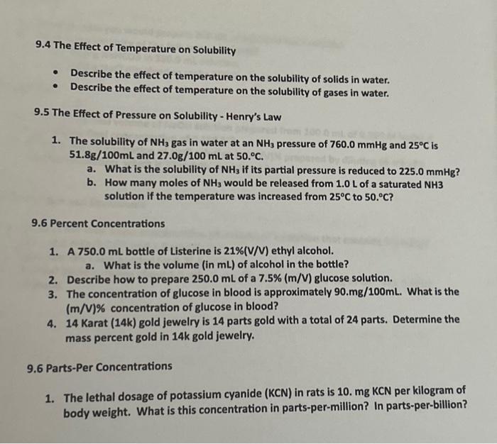 Solved 9.4 The Effect of Temperature on Solubility - | Chegg.com