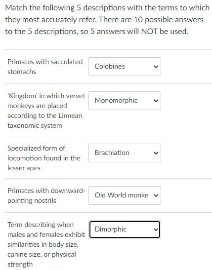 Solved Match the following 5 descriptions with the terms to | Chegg.com