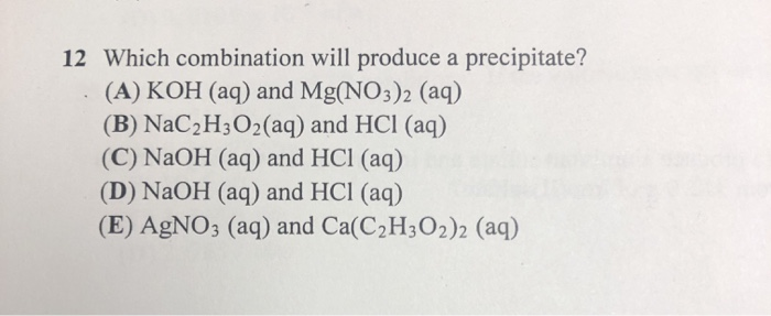 which combination will produce a precipitate