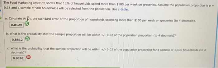Solved The Food Marketing Institute shows that 18% of | Chegg.com