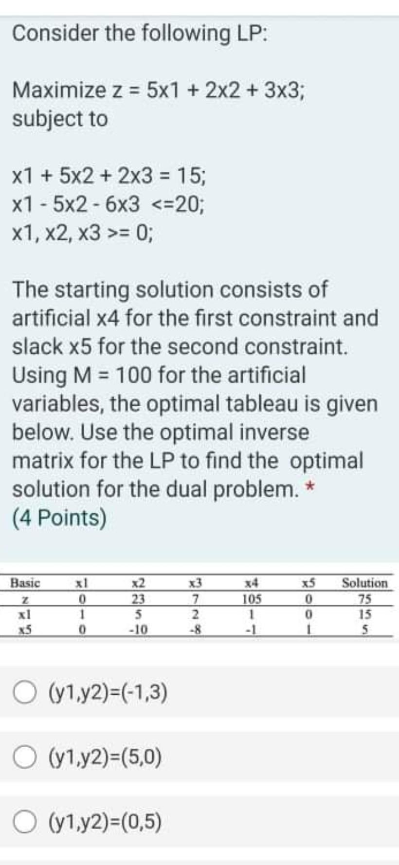 Solved Consider The Following Lp Maximize Z 5x1 2x2