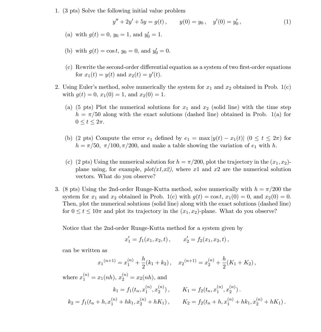 Solved 1. (3 pts) Solve the following initial value problem | Chegg.com