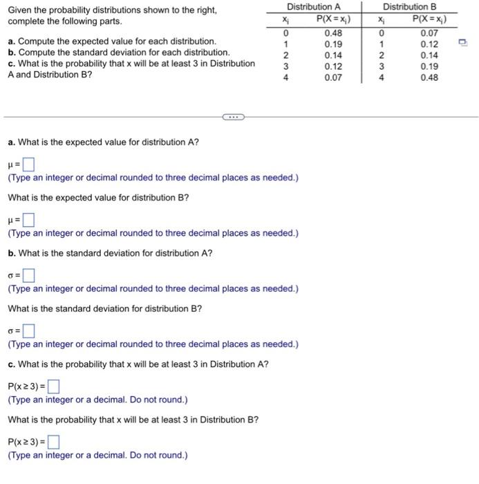 Solved Given the probability distributions shown to the | Chegg.com