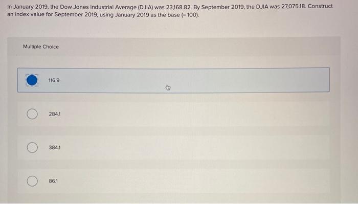 Solved In January 2019, The Dow Jones Industrial Average | Chegg.com