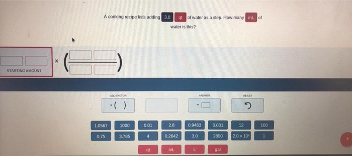 solved-a-cooking-recipe-lists-adding-3-0-qt-if-water-as-a-chegg