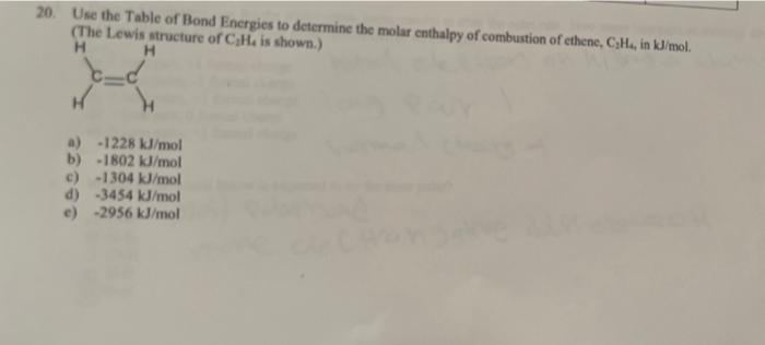 Solved 0. Une the Table of Bond Energies to determine the Chegg