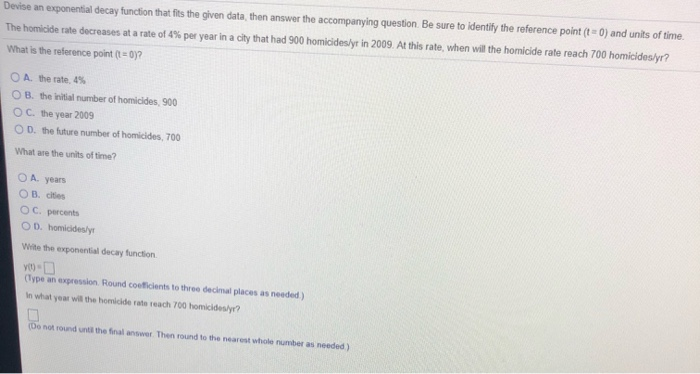 Solved Devise an exponential decay function that fits the | Chegg.com