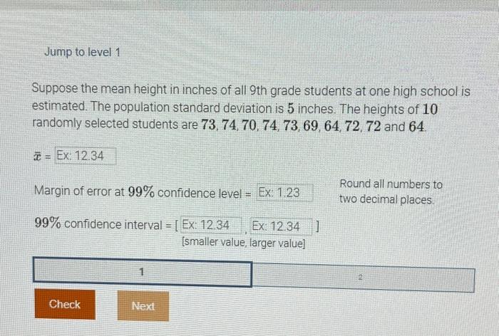 Solved Suppose the mean height in inches of all 9th grade | Chegg.com