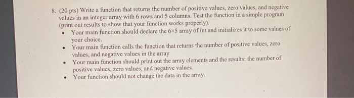 Solved 8. (20 pts) Write a function that returns the number | Chegg.com