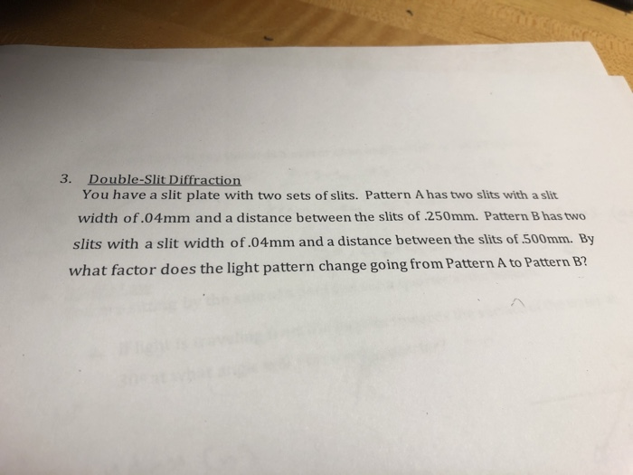 Solved 3. Double-Slit Diffraction You have a slit plate with | Chegg.com