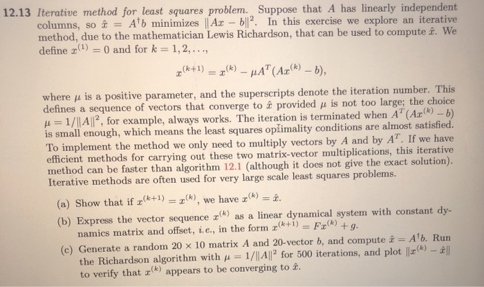 Solved 12 13 Iterative Method For Least Squares Problem Chegg Com