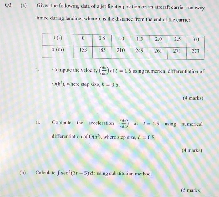 Solved Q3 (a) Given the following data of a jet fighter | Chegg.com