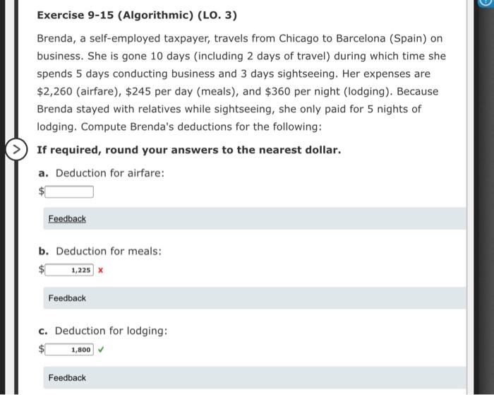 Solved Exercise 9 15 Algorithmic LO 3 Brenda A Chegg