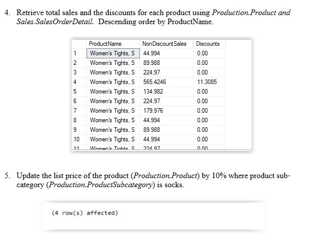Solved 4 Retrieve Total Sales And The Discounts For Each Chegg Solved 4 Retrieve Total Sales And The Discounts For Each Chegg