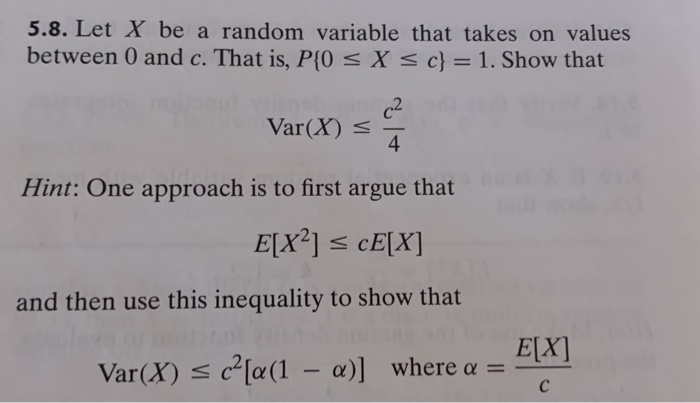 Solved 5.8. Let X be a random variable that takes on values | Chegg.com